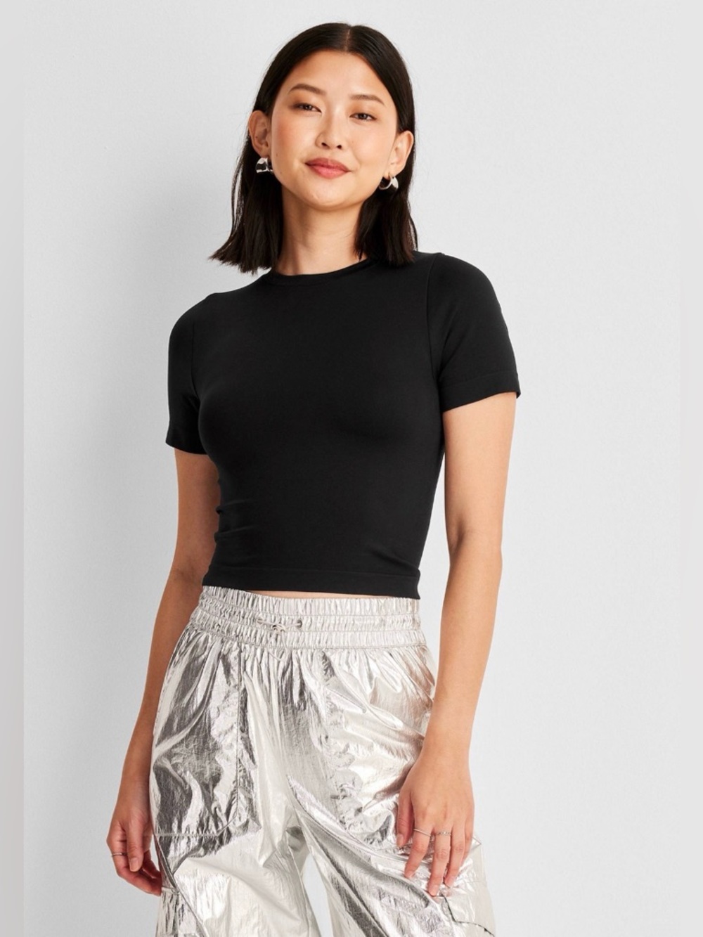 A New Day Black Short Sleeve Seamless Baby Tee - XSmall